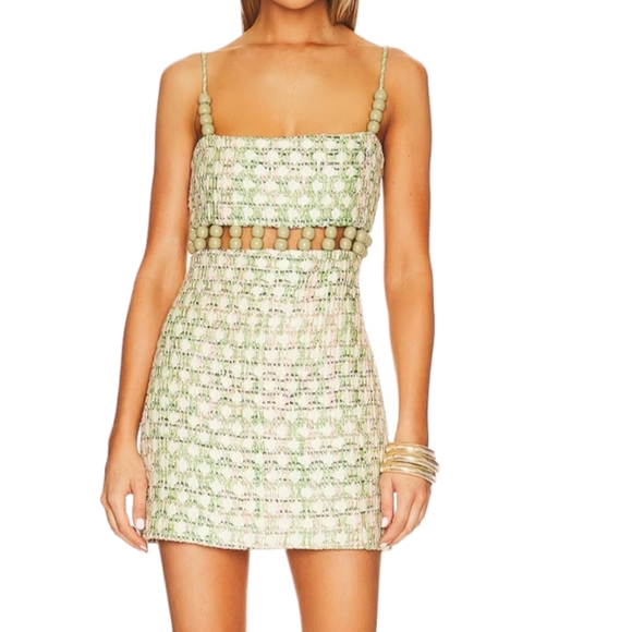 Alexis Dresses & Skirts - REVOLVE ALEXIS Thea Mint Waves Mini Dress with Cutouts and Beads